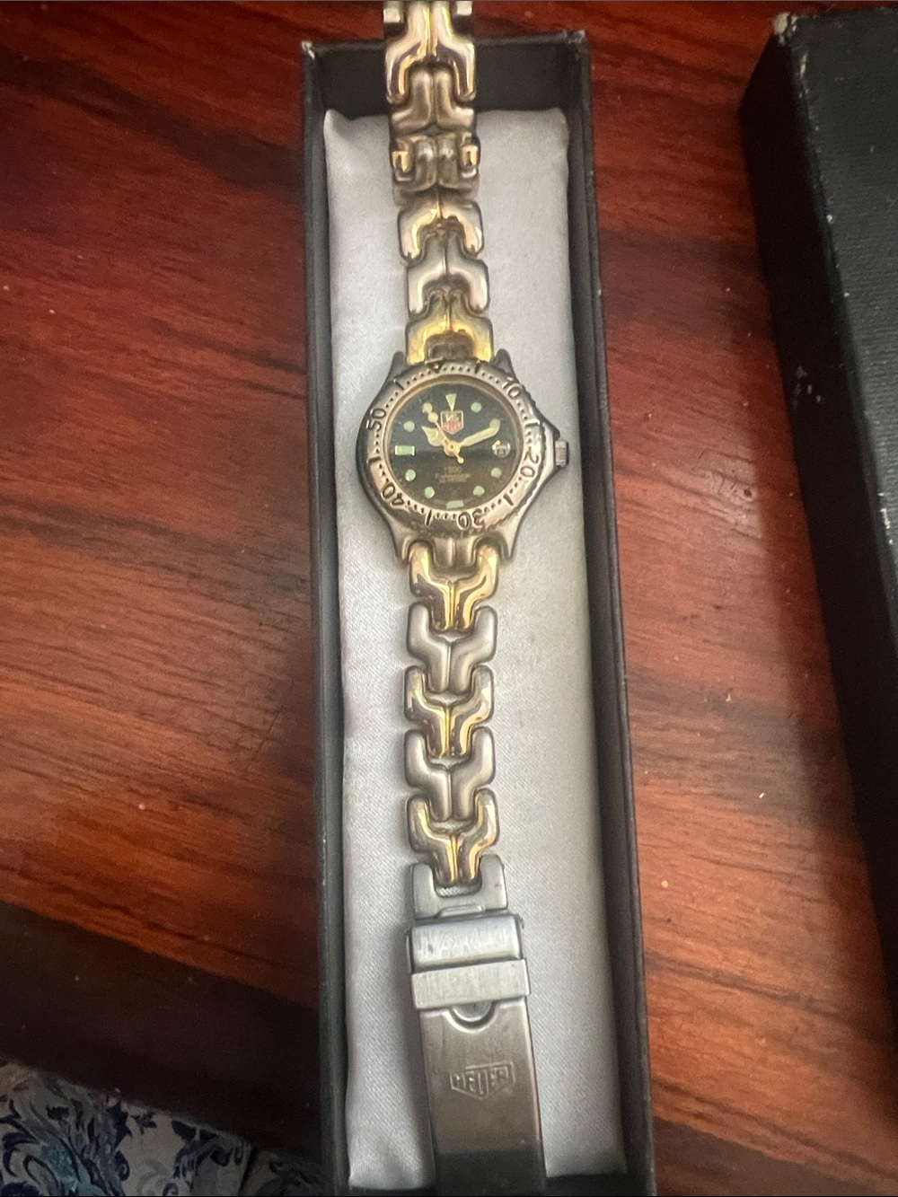 Tag Heuer Two-Tone Bracelet Watch with Black Dial